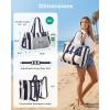 BAGSMART Large Beach Bag for Women, Oversize Tote Bag for Travel/Pool/Summer | 3-Ways to Carry, Cruise Essentials, Family Picnic, Extra-large mom bag, Sandproof, zip open, Womens summer gifts(Nautical Stripe)