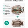 BAGSMART Tote Bag for Women, 2Pc Puffer Tote Bag Set with Zipper, Quilted Large Work Teacher Bag for Travel(Brown)