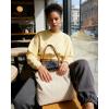 BAGSMRT Corduroy Tote Bag for Women with PU Leather Handles, Casual Shoulder Bag with Zipper Handbag for Travel Work(Light Beige)