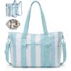BAGSMART Large Beach Bag for Women, Oversize Tote Bag for Travel/Pool/Summer | 3-Ways to Carry, Cruise Essentials, Family Picnic, Extra-large mom bag, Sandproof, zip open, Womens summer gifts(Sky Blue Stripe)