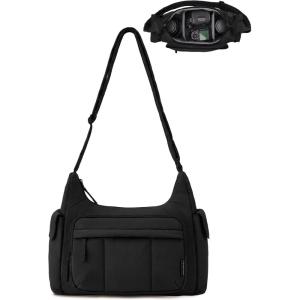 BAGSMART 2 in 1 Puffy Camera Sling Bag for Photographer, Everyday Shoulder Crossbody Bag with Pockets Digital Camera Case for DSLR/Mirrorless, Brown(Black)