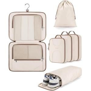 BAGSMART Hanging Travel Packing Cubes, 6 Set Large Travel Cubes for Women Cruise Ship Essentials, Suitcase Organizers