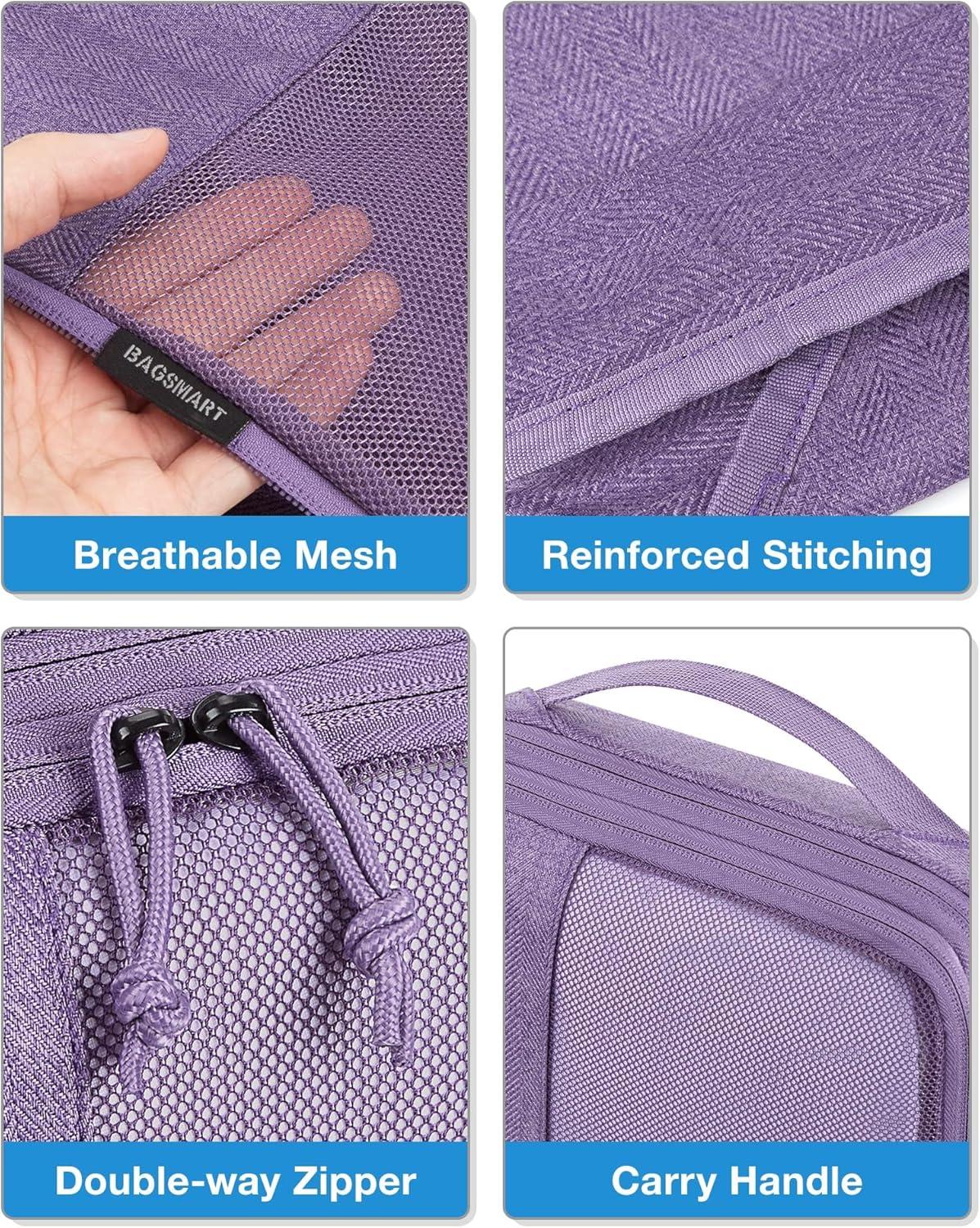 image:imageBAGSMART Compression Packing Cubes for Travel 6 Set Packing Cubes for Carry on Suitcases Compression Travel Cubes amp Suitcase Organizer for Packing with Shoe Bag GreyLight Beige