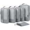 BAGSMART Compression Packing Cubes for Travel, 6 Set Packing Cubes for Carry on Suitcases, Compression Travel Cubes & Suitcase Organizer for Packing with Shoe Bag Grey(01-Grey)
