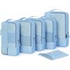 BAGSMART Compression Packing Cubes for Travel, 6 Set Packing Cubes for Carry on Suitcases, Compression Travel Cubes & Suitcase Organizer for Packing with Shoe Bag Grey(Sky Blue)
