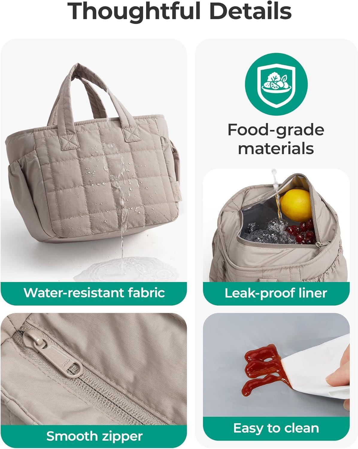 image:imageBAGSMART Lunch Bag for Women Small Cute Cherry Quilted Lunch Box Insulated Lightweight Leakproof Durable amp Reusable Tote Bag for Work Travel Outdoor PicnicLeopard Print