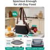 BAGSMART Double Deck Lunch Bag Women, Insulated Reusable Lunch Box, Quilted Puffer Lunch Tote with Shoulder Strap, Durable Large Lunch Cooler For Work Picnic Travel Meal Prep Flight, Beige + Black(Camel)