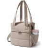 BAGSMART Double Deck Lunch Bag Women, Insulated Reusable Lunch Box, Quilted Puffer Lunch Tote with Shoulder Strap, Durable Large Lunch Cooler For Work Picnic Travel Meal Prep Flight, Beige + Black(Camel)