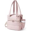 BAGSMART Double Deck Lunch Bag Women, Insulated Reusable Lunch Box, Quilted Puffer Lunch Tote with Shoulder Strap, Durable Large Lunch Cooler For Work Picnic Travel Meal Prep Flight, Beige + Black(Pink)