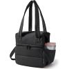 BAGSMART Double Deck Lunch Bag Women, Insulated Reusable Lunch Box, Quilted Puffer Lunch Tote with Shoulder Strap, Durable Large Lunch Cooler For Work Picnic Travel Meal Prep Flight, Beige + Black(Black)