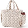 BAGSMART Lunch Bag for Women Small Cute Cherry Quilted Lunch Box Insulated Lightweight, Leakproof, Durable & Reusable Tote Bag for Work, Travel, Outdoor, Picnic(Brown Checkered)
