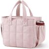 BAGSMART Lunch Bag for Women Small Cute Cherry Quilted Lunch Box Insulated Lightweight, Leakproof, Durable & Reusable Tote Bag for Work, Travel, Outdoor, Picnic(Blush Pink)