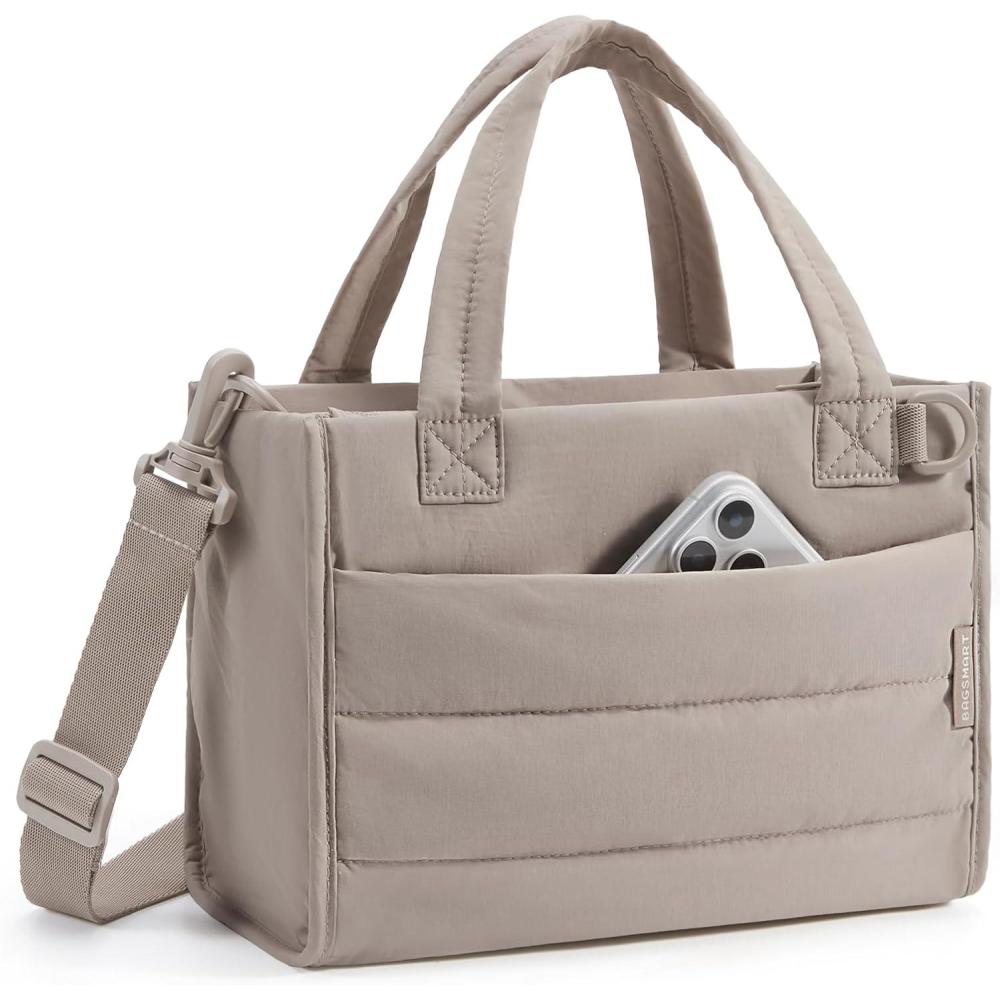 image:imageBAGSMART Small Tote Bag for Women Puffer Quilted Work Tote Bag Zipper Closure for Work Travel College Small amp mini tote Lightweight 2 sizes crossbody bag 14 laptop bag crossbody bag teacher bag6ldesert