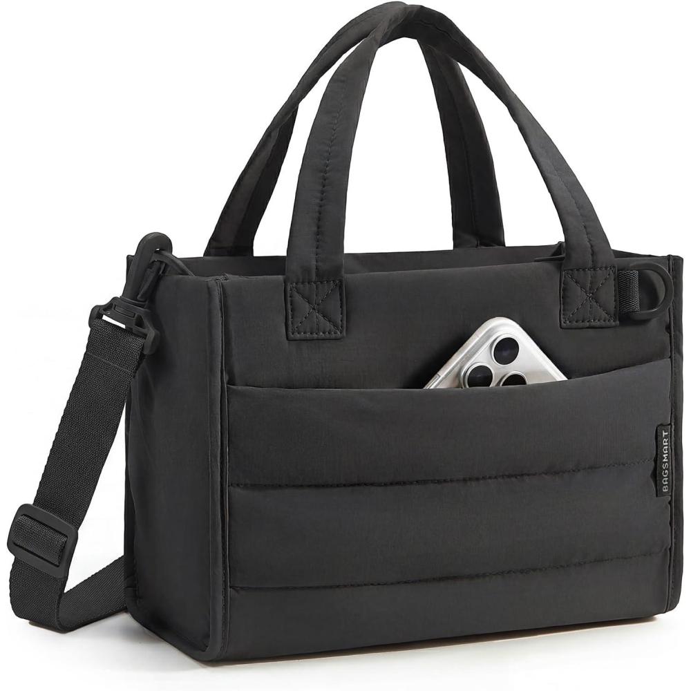 image:imageBAGSMART Small Tote Bag for Women Puffer Quilted Work Tote Bag Zipper Closure for Work Travel College  Small amp mini tote Lightweight 2 sizes crossbody bag 14 laptop bag crossbody bag teacher bag6lclassic
