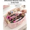 BAGSMART Hair Tool Organizer Travel Bag Compatible with Dyson Airwrap, Shark Hair Dryer, Wide-open Accessories Organizer with Heat Resistant Mat, Makeup Bag for Dyson Attachments, Curling Iron, Black(Baby Pink)