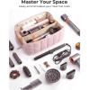 BAGSMART Hair Tool Organizer Travel Bag Compatible with Dyson Airwrap, Shark Hair Dryer, Wide-open Accessories Organizer with Heat Resistant Mat, Makeup Bag for Dyson Attachments, Curling Iron, Black(Brown)