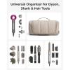 BAGSMART Hair Tool Organizer Travel Bag Compatible with Dyson Airwrap,Shark Hair Dryer, Wide-open Dyson Case with Heat Resistant Mat, Metal Hanging Hook for Long Barrel, Straighteners, Curling Iron(Dark Pink)
