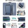 BAGSMART Top Opening Carry On Luggage 22x14x9 Airline Approved with TSA Lock, Expandable 20 Inch Deep Compartment Hard Shell Suitcases with Double Spinner Wheels, Blue(Purple)