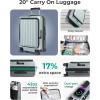 BAGSMART Top Opening Carry On Luggage 22x14x9 Airline Approved with TSA Lock, Expandable 20 Inch Deep Compartment Hard Shell Suitcases with Double Spinner Wheels, Blue(Green)