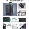 BAGSMART Top Opening Carry On Luggage 22x14x9 Airline Approved with TSA Lock, Expandable 20 Inch Deep Compartment Hard Shell Suitcases with Double Spinner Wheels, Blue(Black)