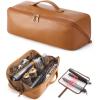 BAGSMART Hair Tool Organizer Travel Bag Compatible with Dyson Airwrap, Shark Hair Dryer, Wide-open Accessories Organizer with Heat Resistant Mat, Makeup Bag for Dyson Attachments, Curling Iron, Black(Brown（Leather）)