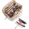 BAGSMART Hair Tool Organizer Travel Bag Compatible with Dyson Airwrap, Shark Hair Dryer, Wide-open Accessories Organizer with Heat Resistant Mat, Makeup Bag for Dyson Attachments, Curling Iron, Black(Khaki Brown Checkered Print)