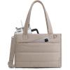 BAGSMART Small Tote Bag for Women, Puffer Quilted Work Tote Bag, Zipper Closure for Work Travel College | Small & mini tote, Lightweight 2 sizes, crossbody bag, 14‘’ laptop bag, crossbody bag, teacher bag(14l-camel)