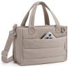 BAGSMART Small Tote Bag for Women, Puffer Quilted Work Tote Bag, Zipper Closure for Work Travel College | Small & mini tote, Lightweight 2 sizes, crossbody bag, 14‘’ laptop bag, crossbody bag, teacher bag(6l-desert)