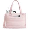 BAGSMART Small Tote Bag for Women, Puffer Quilted Work Tote Bag, Zipper Closure for Work Travel College | Small & mini tote, Lightweight 2 sizes, crossbody bag, 14‘’ laptop bag, crossbody bag, teacher bag(14l-pink)