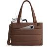 BAGSMART Small Tote Bag for Women, Puffer Quilted Work Tote Bag, Zipper Closure for Work Travel College | Small & mini tote, Lightweight 2 sizes, crossbody bag, 14‘’ laptop bag, crossbody bag, teacher bag(14l-chocolate)