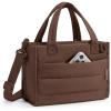 BAGSMART Small Tote Bag for Women, Puffer Quilted Work Tote Bag, Zipper Closure for Work Travel College | Small & mini tote, Lightweight 2 sizes, crossbody bag, 14‘’ laptop bag, crossbody bag, teacher bag(6l-coffee)