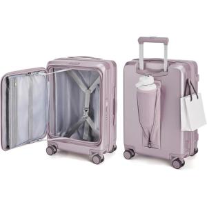 BAGSMART Top Opening Carry On Luggage 22x14x9 Airline Approved with TSA Lock, Expandable 20 Inch Deep Compartment Hard Shell Suitcases with Double Spinner Wheels, Blue(Purple)