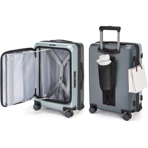 BAGSMART Top Opening Carry On Luggage 22x14x9 Airline Approved with TSA Lock, Expandable 20 Inch Deep Compartment Hard Shell Suitcases with Double Spinner Wheels, Blue(Green)