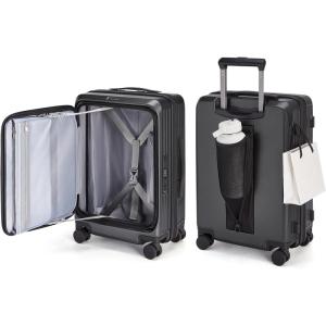 BAGSMART Top Opening Carry On Luggage 22x14x9 Airline Approved with TSA Lock, Expandable 20 Inch Deep Compartment Hard Shell Suitcases with Double Spinner Wheels, Blue(Black)