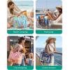 BAGSMART Mesh Beach Bag with Zipper Pocket, Large Beach Tote Bags for Women | for 40 oz Bottle, Removable Ribbon Bow, Sandproof & Washable, Cruise Essentials, for Swim, Pool, Gym, Vacation, Travel Bag(Leopard Print)