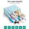 BAGSMART Mesh Beach Bag with Zipper Pocket, Large Beach Tote Bags for Women | for 40 oz Bottle, Removable Ribbon Bow, Sandproof & Washable, Cruise Essentials, for Swim, Pool, Gym, Vacation, Travel Bag(Baby Blue)