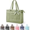 BAGSMART Mesh Beach Bag with Zipper Pocket, Large Beach Tote Bags for Women | for 40 oz Bottle, Removable Ribbon Bow, Sandproof & Washable, Cruise Essentials, for Swim, Pool, Gym, Vacation, Travel Bag(Forest Green)