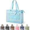 BAGSMART Mesh Beach Bag with Zipper Pocket, Large Beach Tote Bags for Women | for 40 oz Bottle, Removable Ribbon Bow, Sandproof & Washable, Cruise Essentials, for Swim, Pool, Gym, Vacation, Travel Bag(Baby Blue)