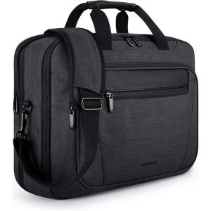 BAGSMART 17.3 Inch Laptop Bag, Expandable Computer Bag Men Women, Laptop Briefcase Laptop Shoulder Bag, Work Bag Business Travel Office – Black