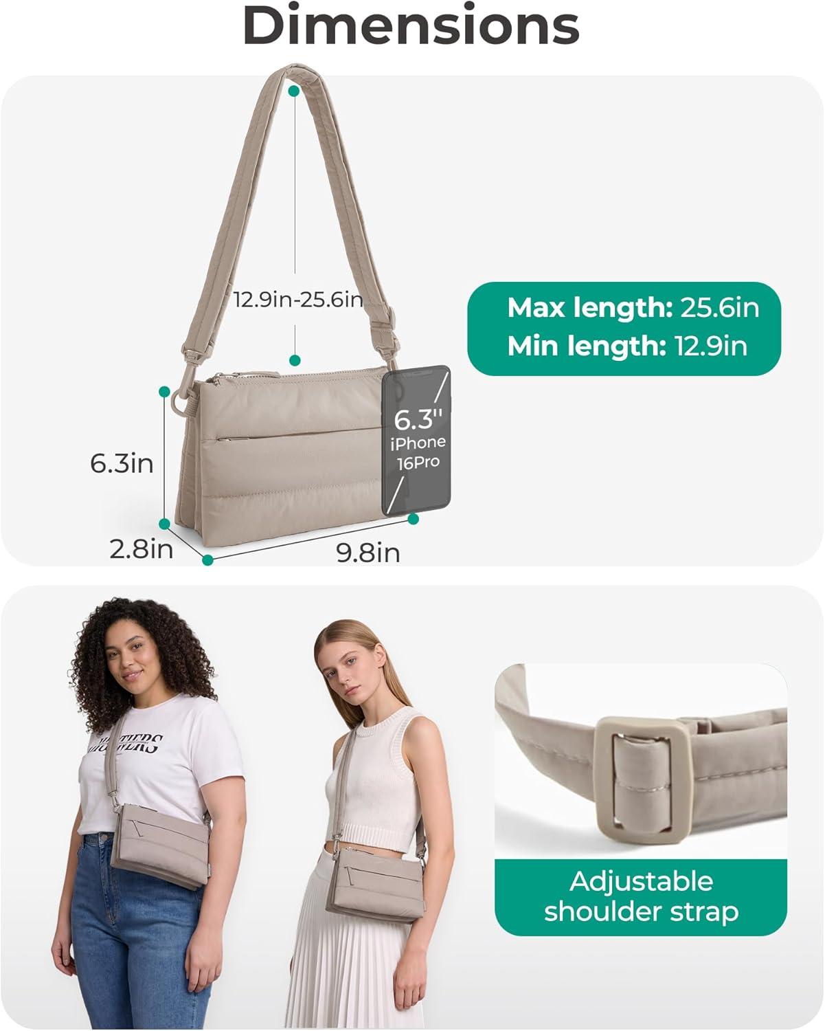 image:imageBAGSMART Cross Body Purse Medium Crossbody Bags for Women Travel Purse 43L Puffy Handbag Wallet with RFID Blocking SlotsBrown