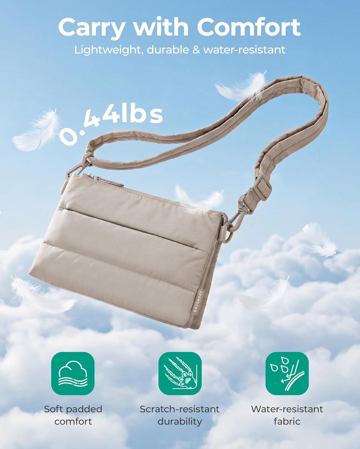 image:imageBAGSMART Cross Body Purse Medium Crossbody Bags for Women Travel Purse 43L Puffy Handbag Wallet with RFID Blocking SlotsDark Brown