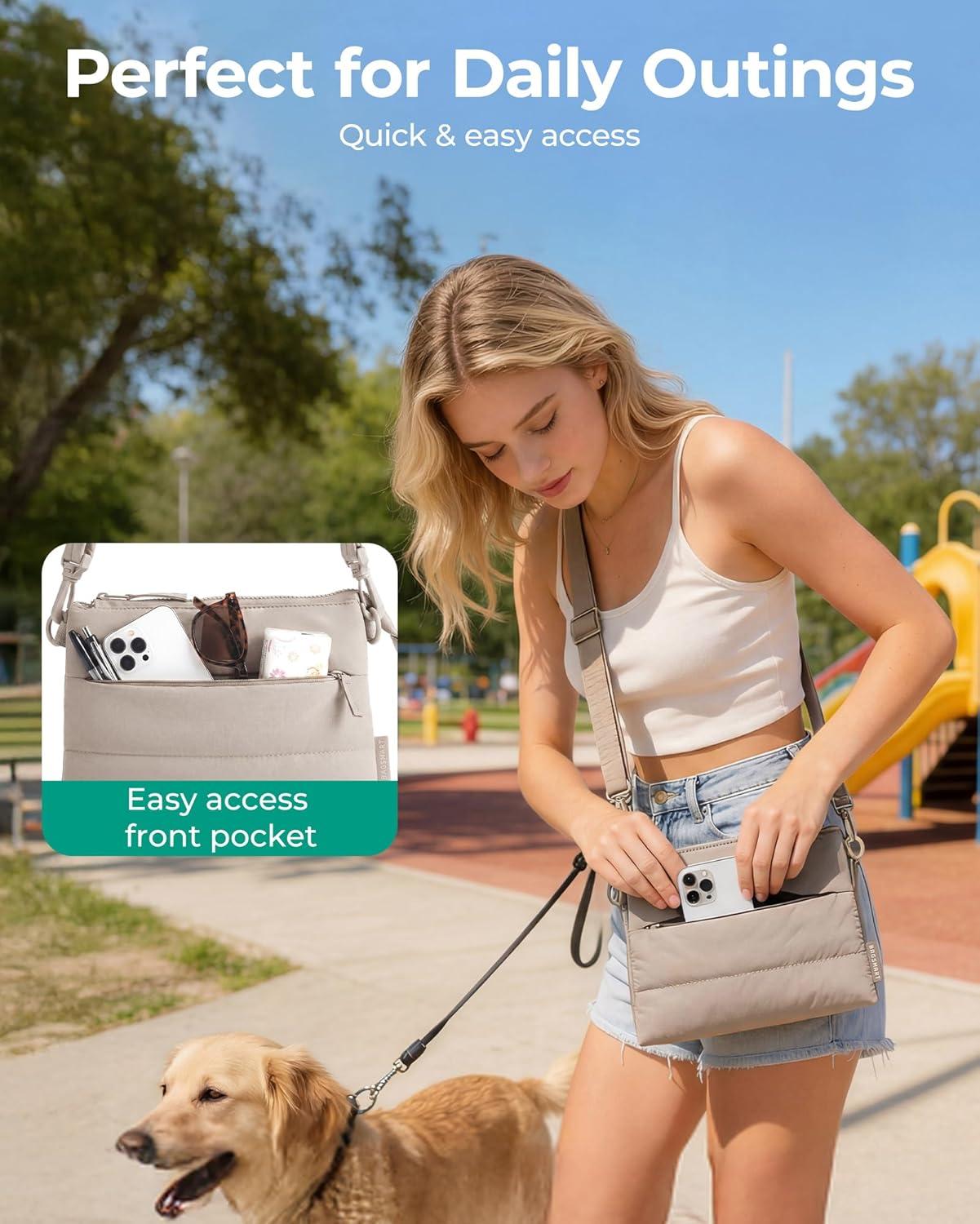 image:imageBAGSMART Cross Body Purse Medium Crossbody Bags for Women Travel Purse 43L Puffy Handbag Wallet with RFID Blocking SlotsGreen