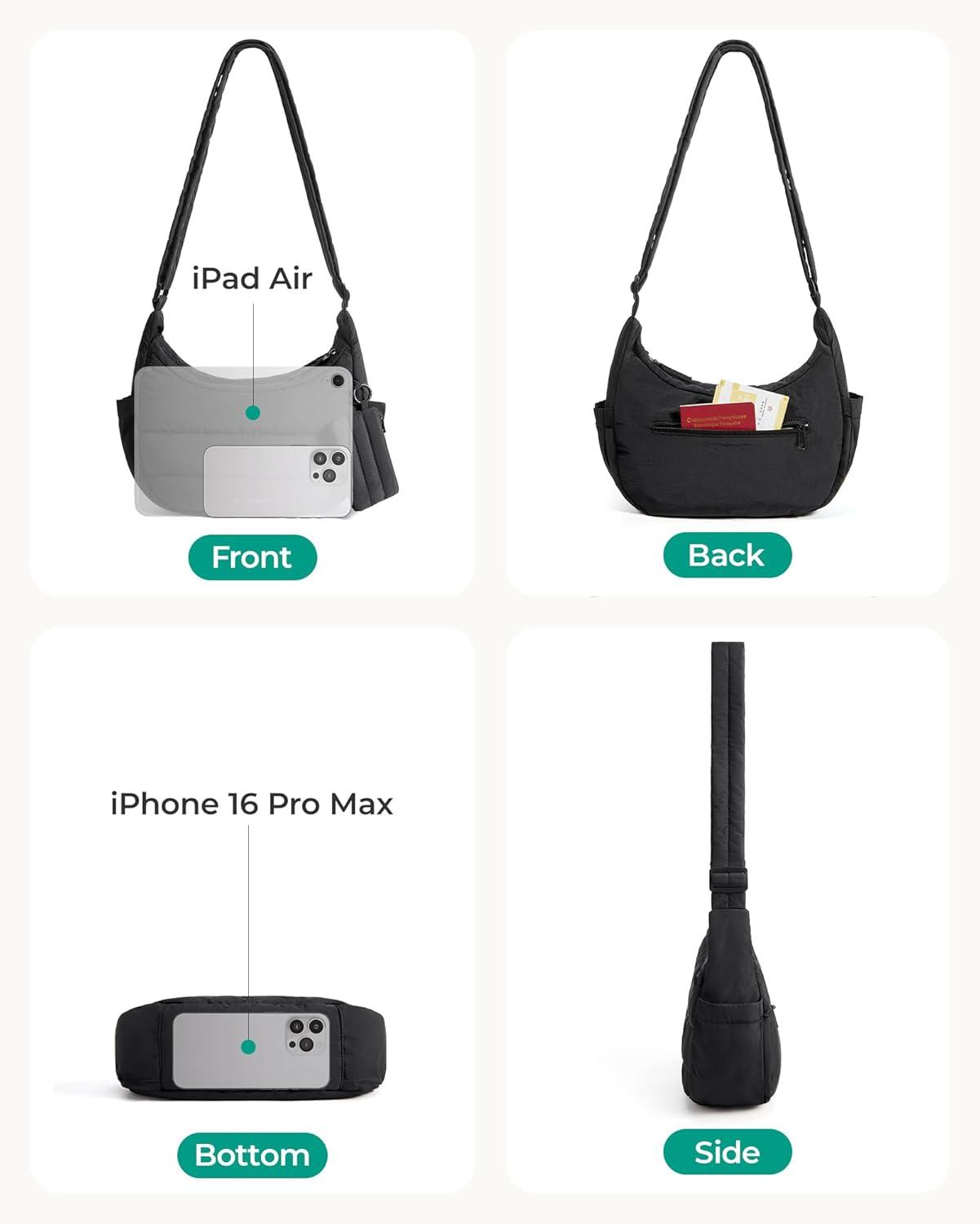 image:imageBAGSMART Crossbody Purses for Women with Adjustable Strap Small Puffer Hobo Bags Compact Fluffy Shoulder Handbags PouchCamel