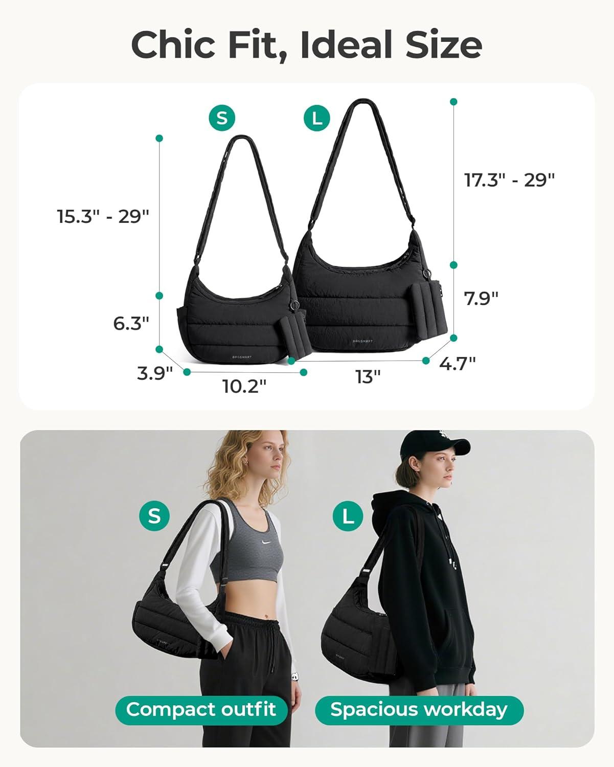 image:imageBAGSMART Crossbody Purses for Women with Adjustable Strap Small Puffer Hobo Bags Compact Fluffy Shoulder Handbags PouchCamel