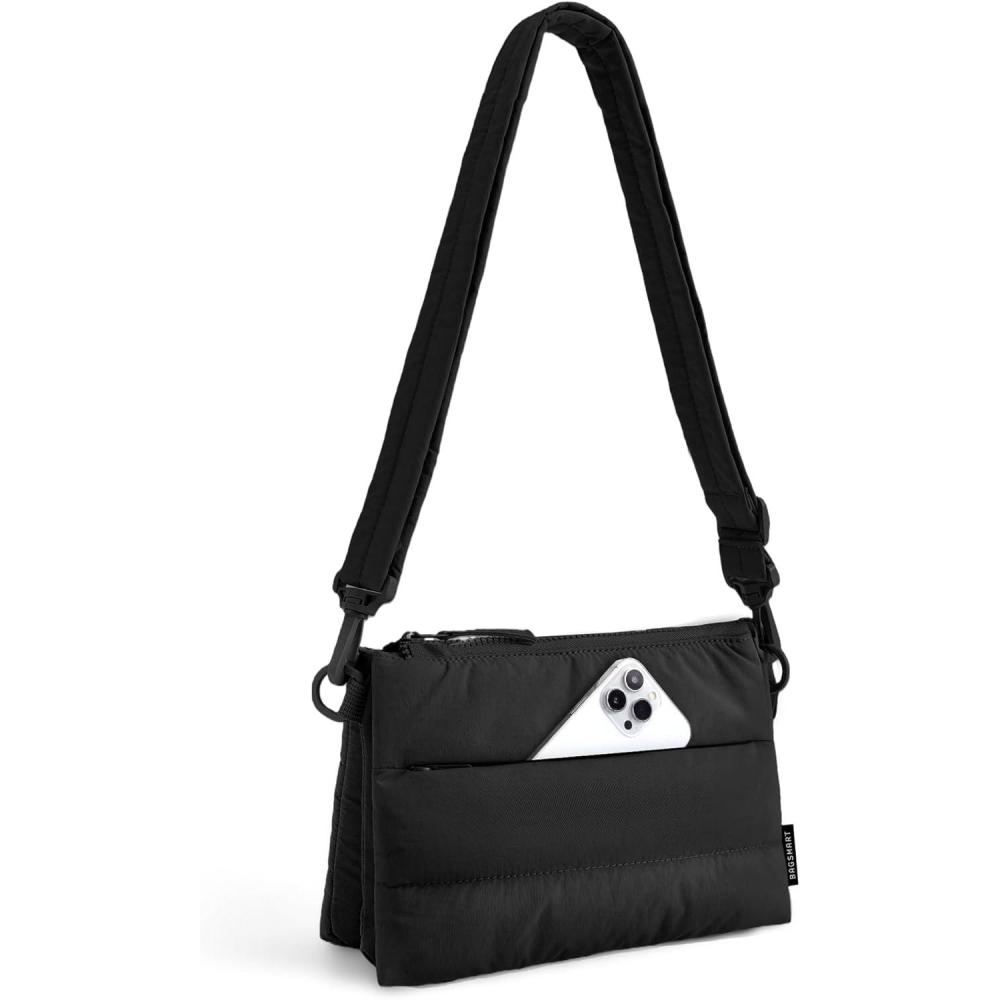 image:imageBAGSMART Cross Body Purse Medium Crossbody Bags for Women Travel Purse 43L Puffy Handbag Wallet with RFID Blocking SlotsBlack