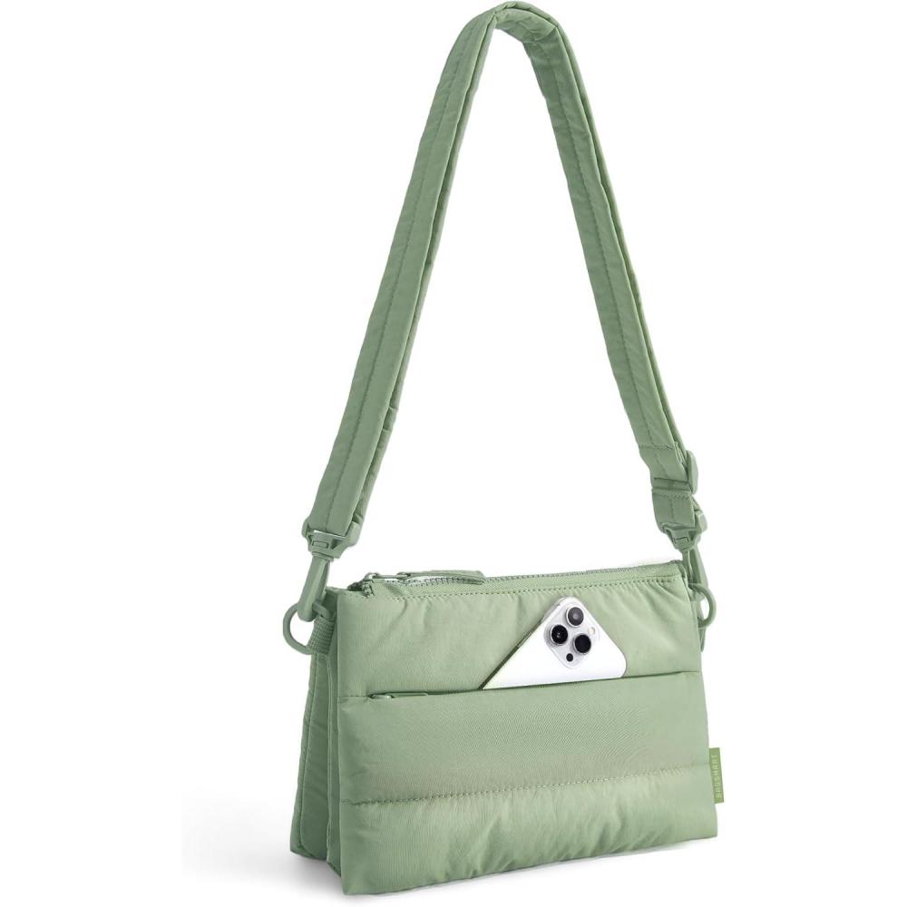 image:imageBAGSMART Cross Body Purse Medium Crossbody Bags for Women Travel Purse 43L Puffy Handbag Wallet with RFID Blocking SlotsGreen