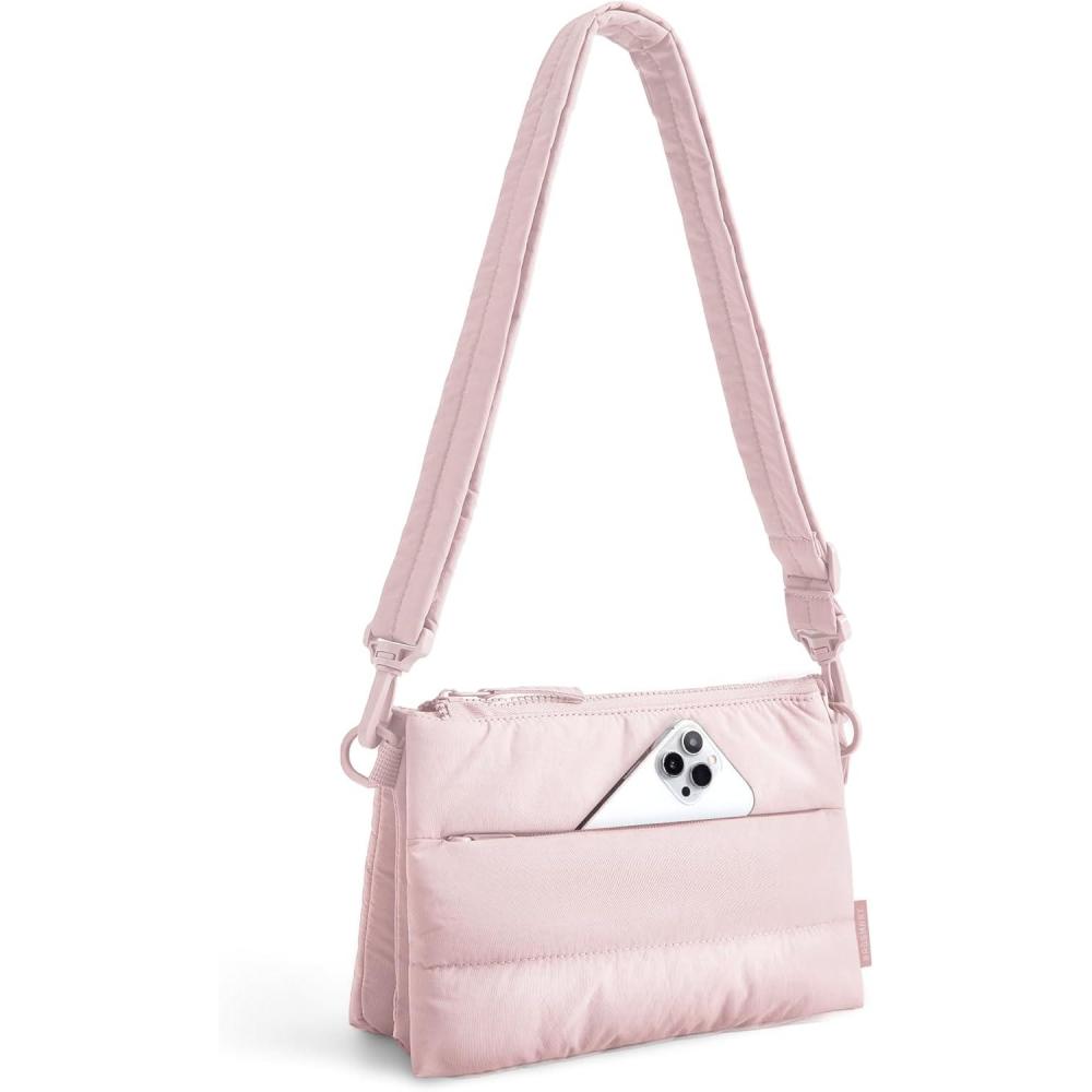 image:imageBAGSMART Cross Body Purse Medium Crossbody Bags for Women Travel Purse 43L Puffy Handbag Wallet with RFID Blocking SlotsPink