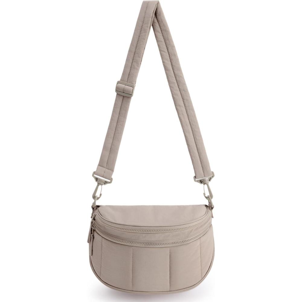 image:imageBAGSMART Cross Body Purse Medium Crossbody Bags for Women Travel Purse Quilted Puffer Bum Bag Handbag Wallet with PocketsBrown