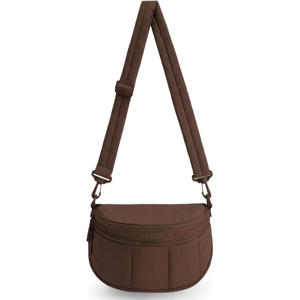 image:imageBAGSMART Cross Body Purse Medium Crossbody Bags for Women Travel Purse Quilted Puffer Bum Bag Handbag Wallet with PocketsDark Brown