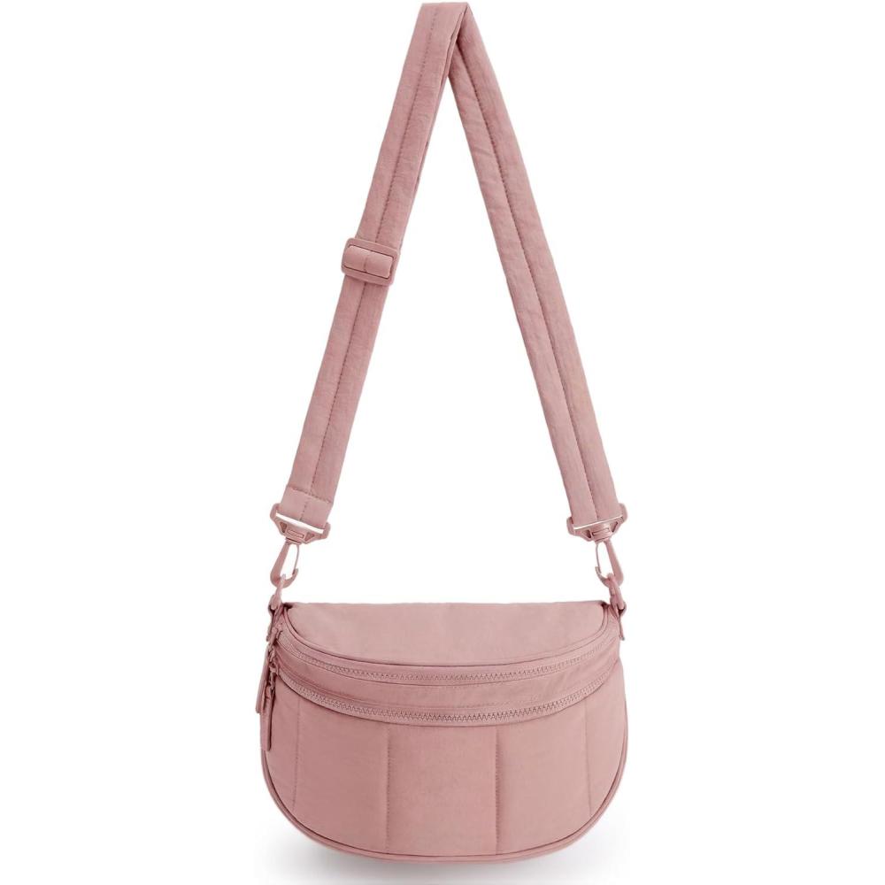 image:imageBAGSMART Cross Body Purse Medium Crossbody Bags for Women Travel Purse Quilted Puffer Bum Bag Handbag Wallet with PocketsDark Pink